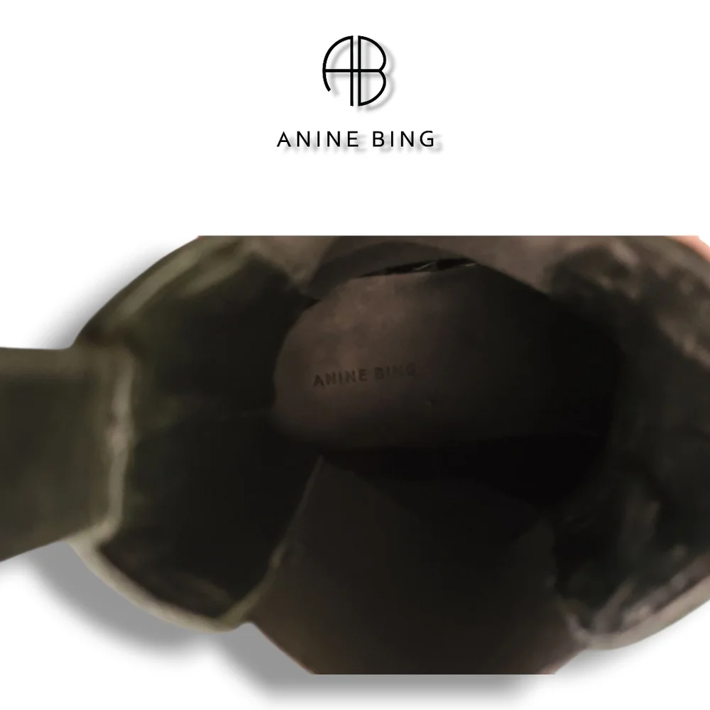 ANINE BING Black Leather Justine Chelsea Boots Women's Size 6 Motorcycle Boots - Picture 12 of 13